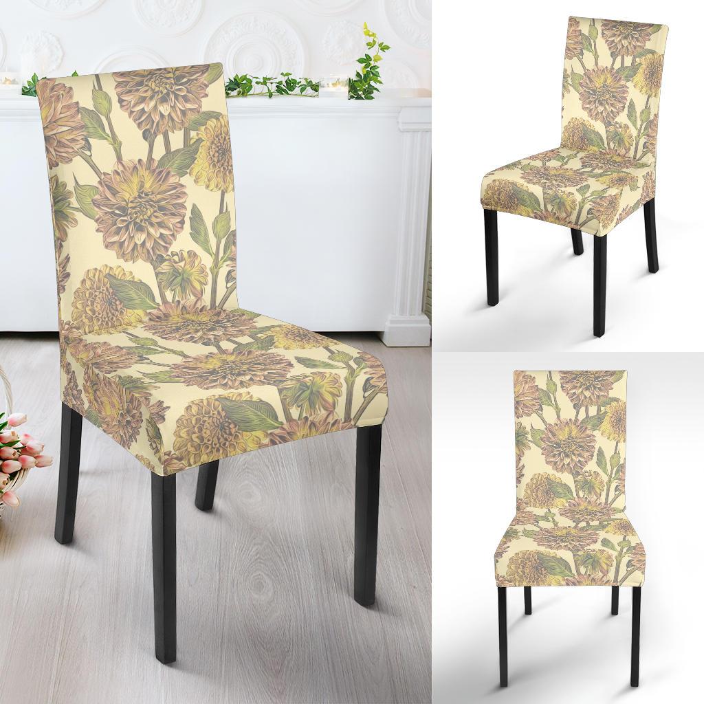 Dahlia Pattern Print Design DH09 Dining Chair Slipcover-JORJUNE.COM