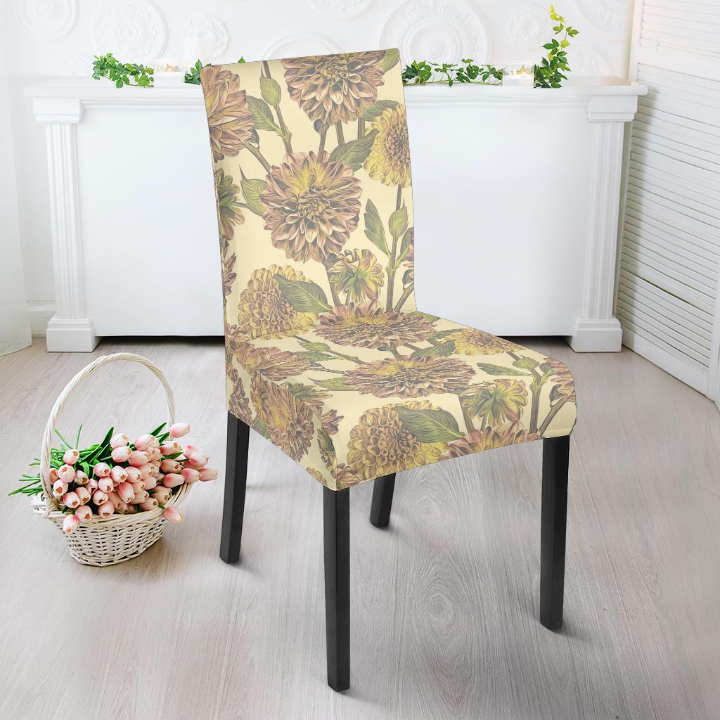 Dahlia Pattern Print Design DH09 Dining Chair Slipcover-JORJUNE.COM