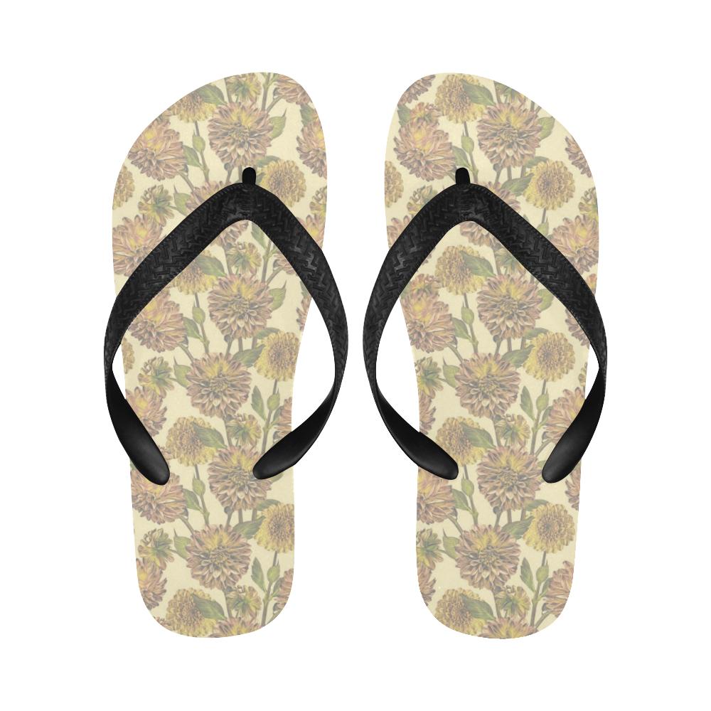 Dahlia Pattern Print Design DH09 Flip Flops-JorJune