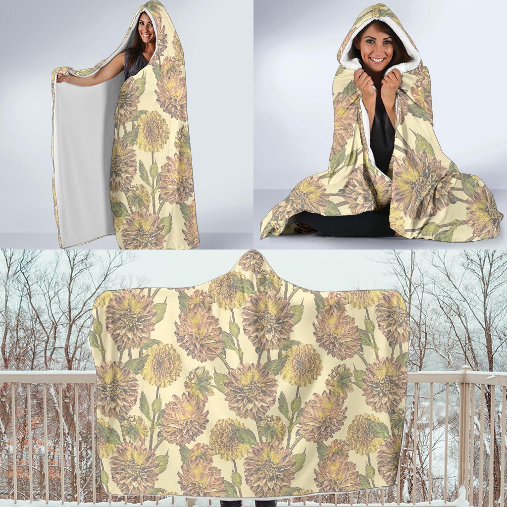 Dahlia Pattern Print Design DH09 Hooded Blanket-JORJUNE.COM