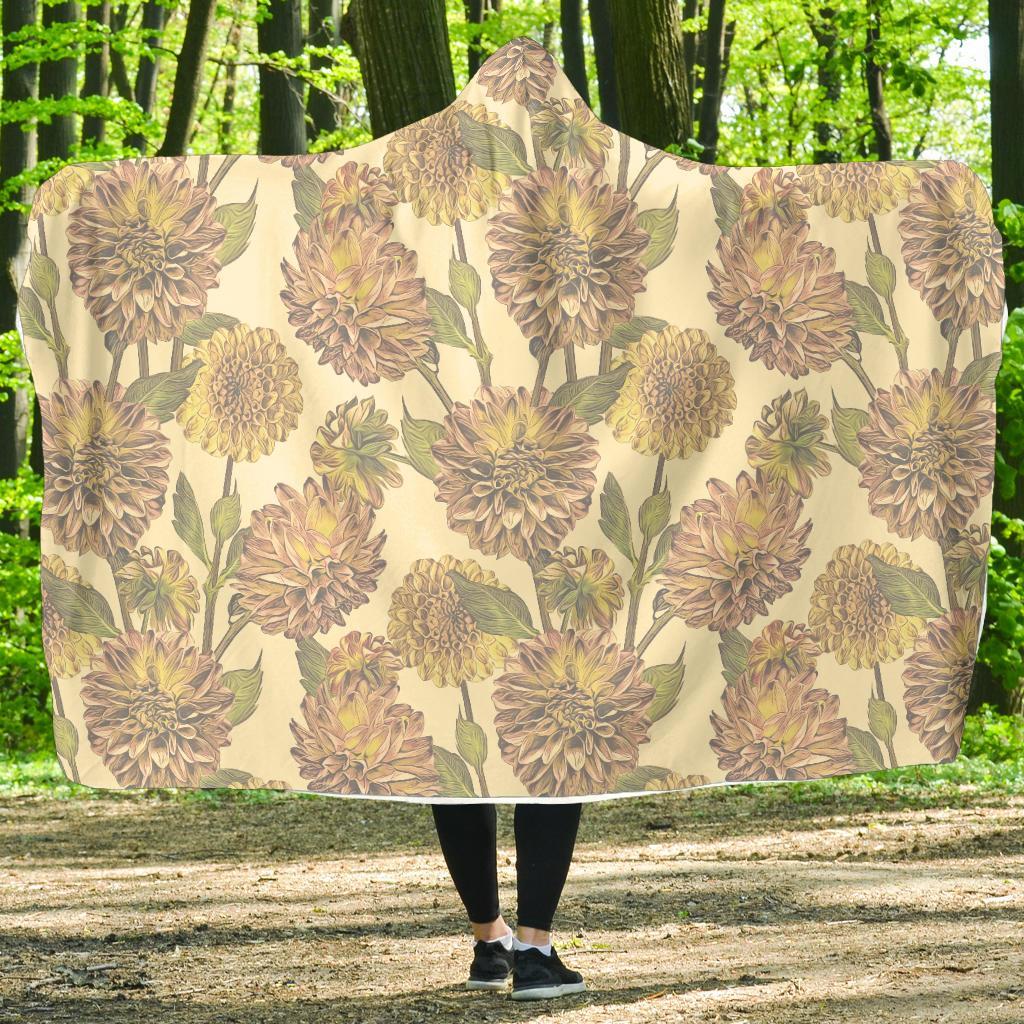 Dahlia Pattern Print Design DH09 Hooded Blanket-JORJUNE.COM