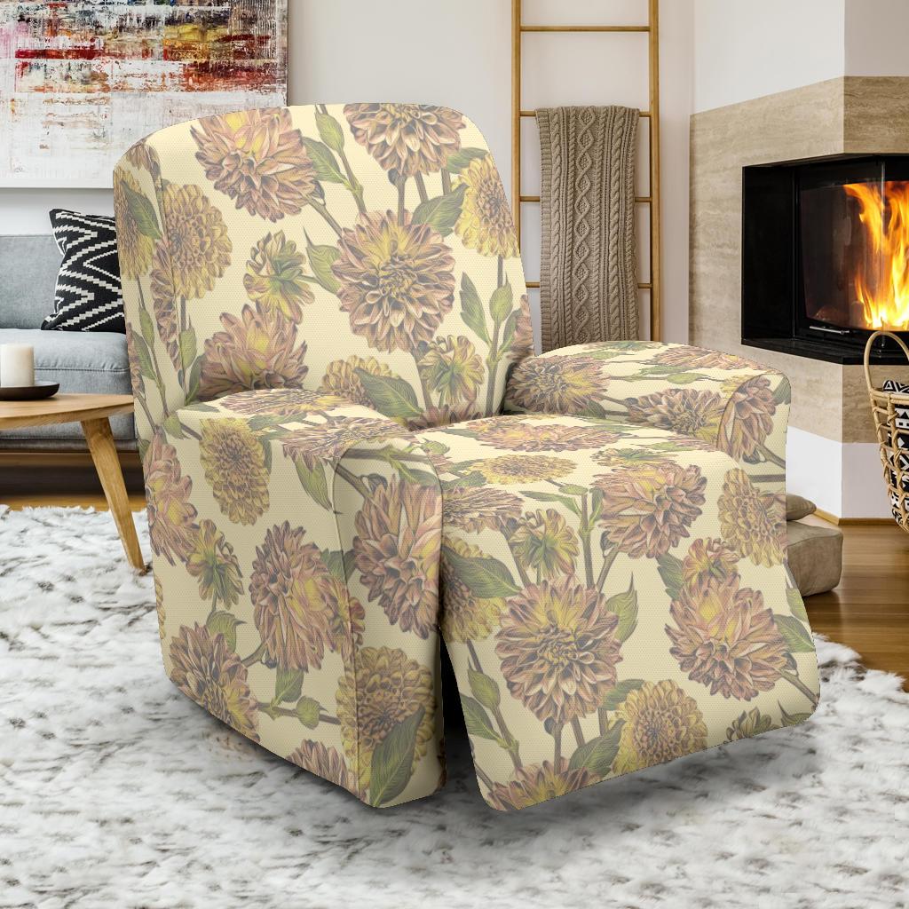 Dahlia Pattern Print Design DH09 Recliner Slipcover-JORJUNE.COM