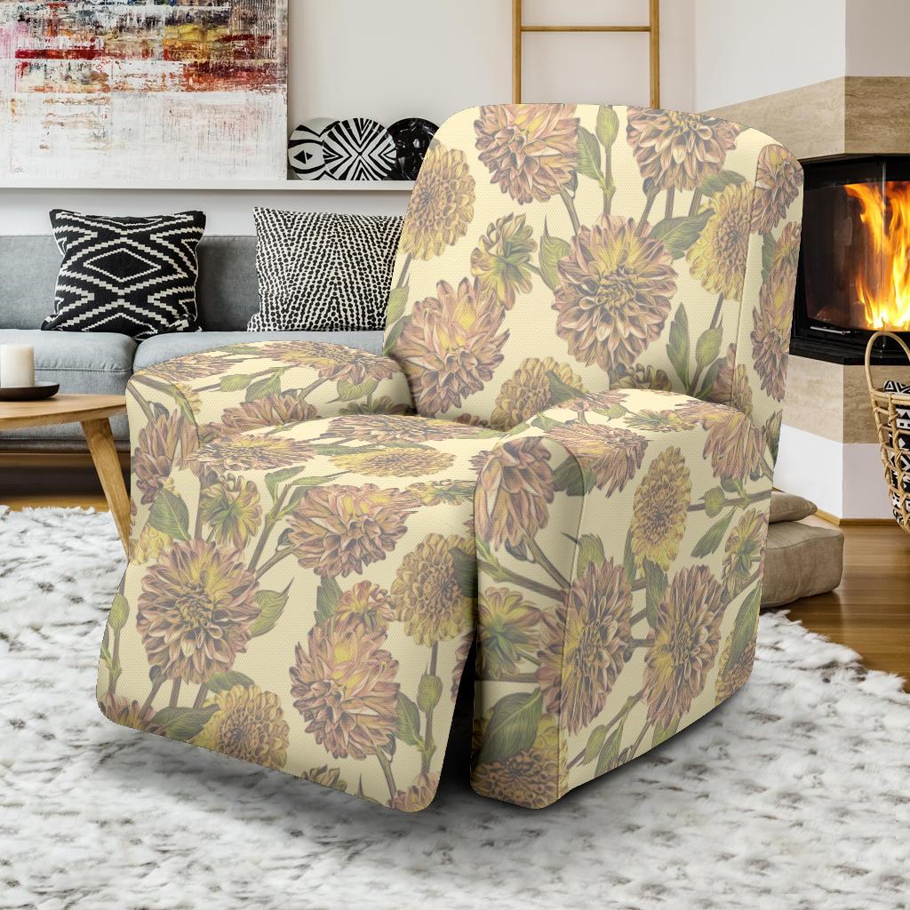 Dahlia Pattern Print Design DH09 Recliner Slipcover-JORJUNE.COM
