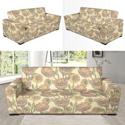 Dahlia Pattern Print Design DH09 Sofa Slipcover-JORJUNE.COM