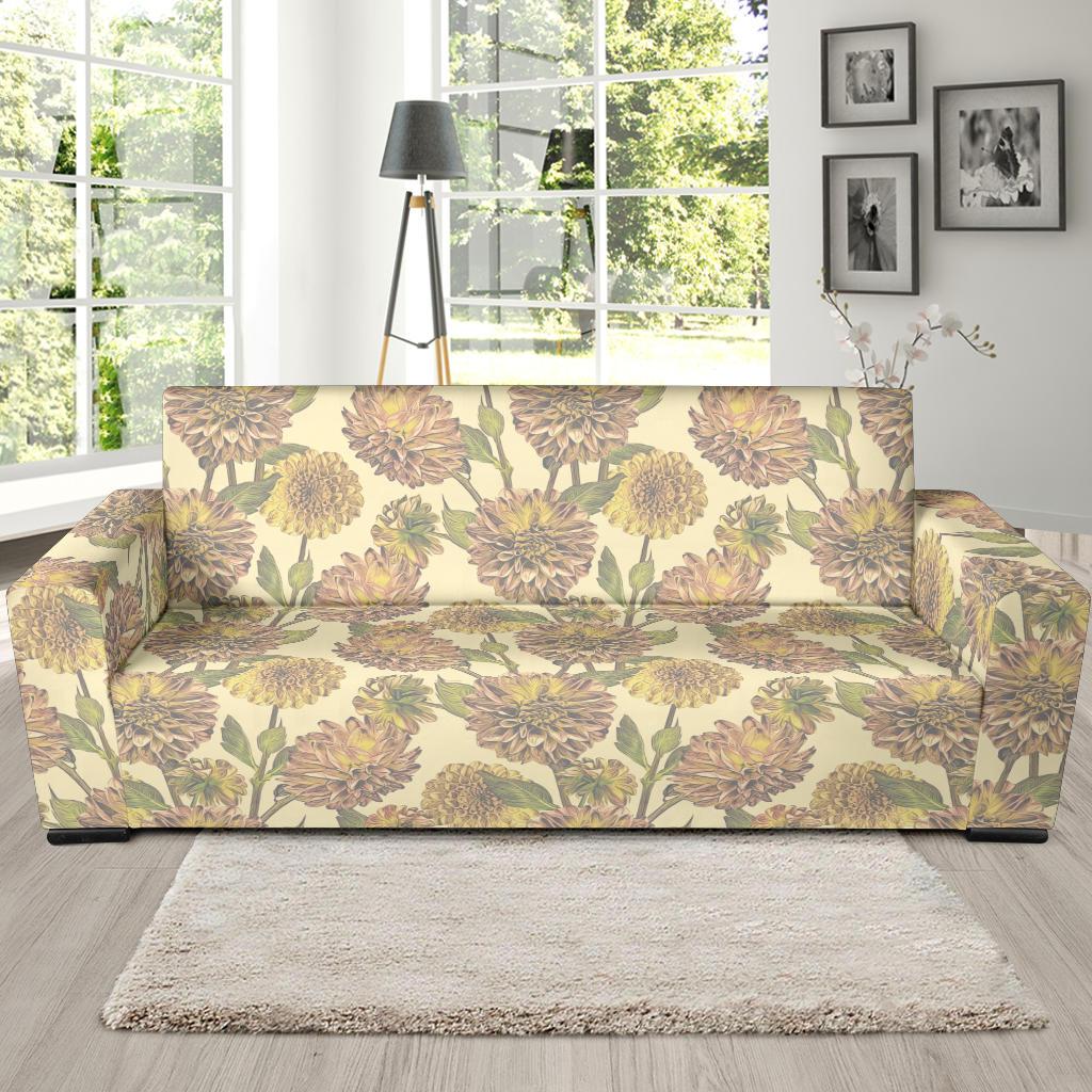 Dahlia Pattern Print Design DH09 Sofa Slipcover-JORJUNE.COM