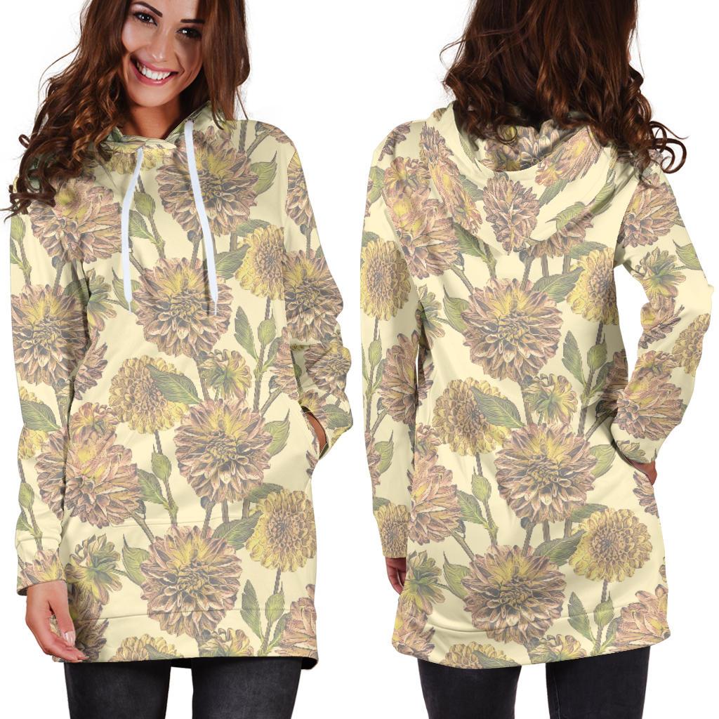 Dahlia Pattern Print Design DH09 Women Hoodie Dress