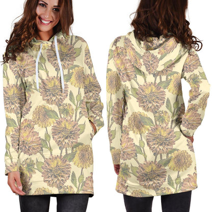 Dahlia Pattern Print Design DH09 Women Hoodie Dress