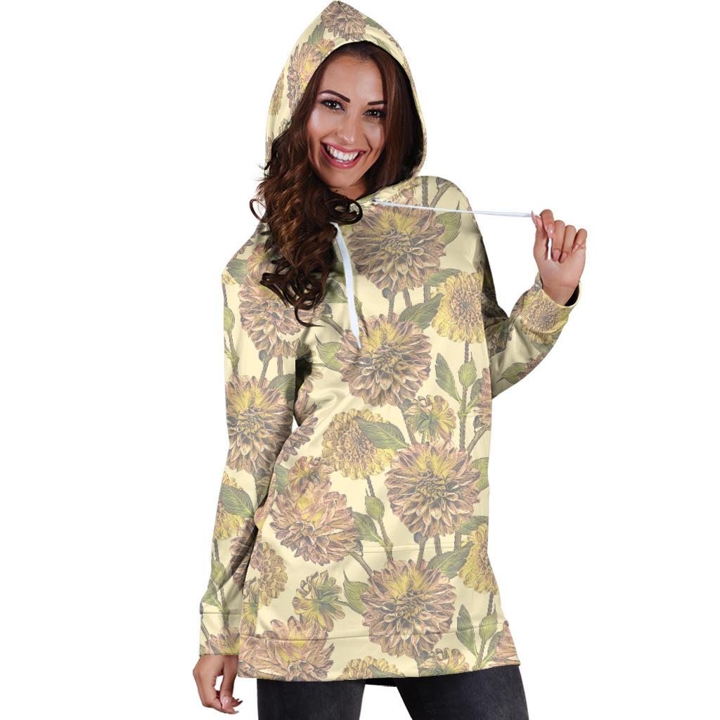 Dahlia Pattern Print Design DH09 Women Hoodie Dress