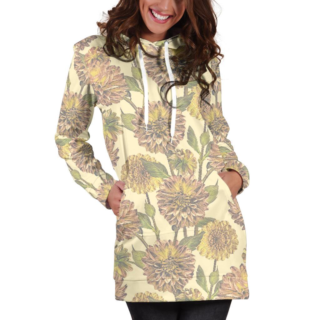 Dahlia Pattern Print Design DH09 Women Hoodie Dress