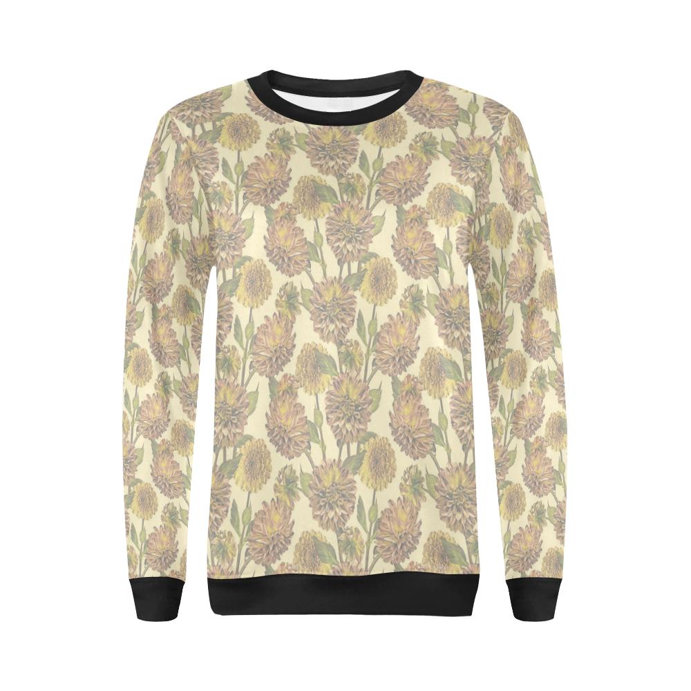 Dahlia Pattern Print Design DH09 Women Long Sleeve Sweatshirt-JorJune
