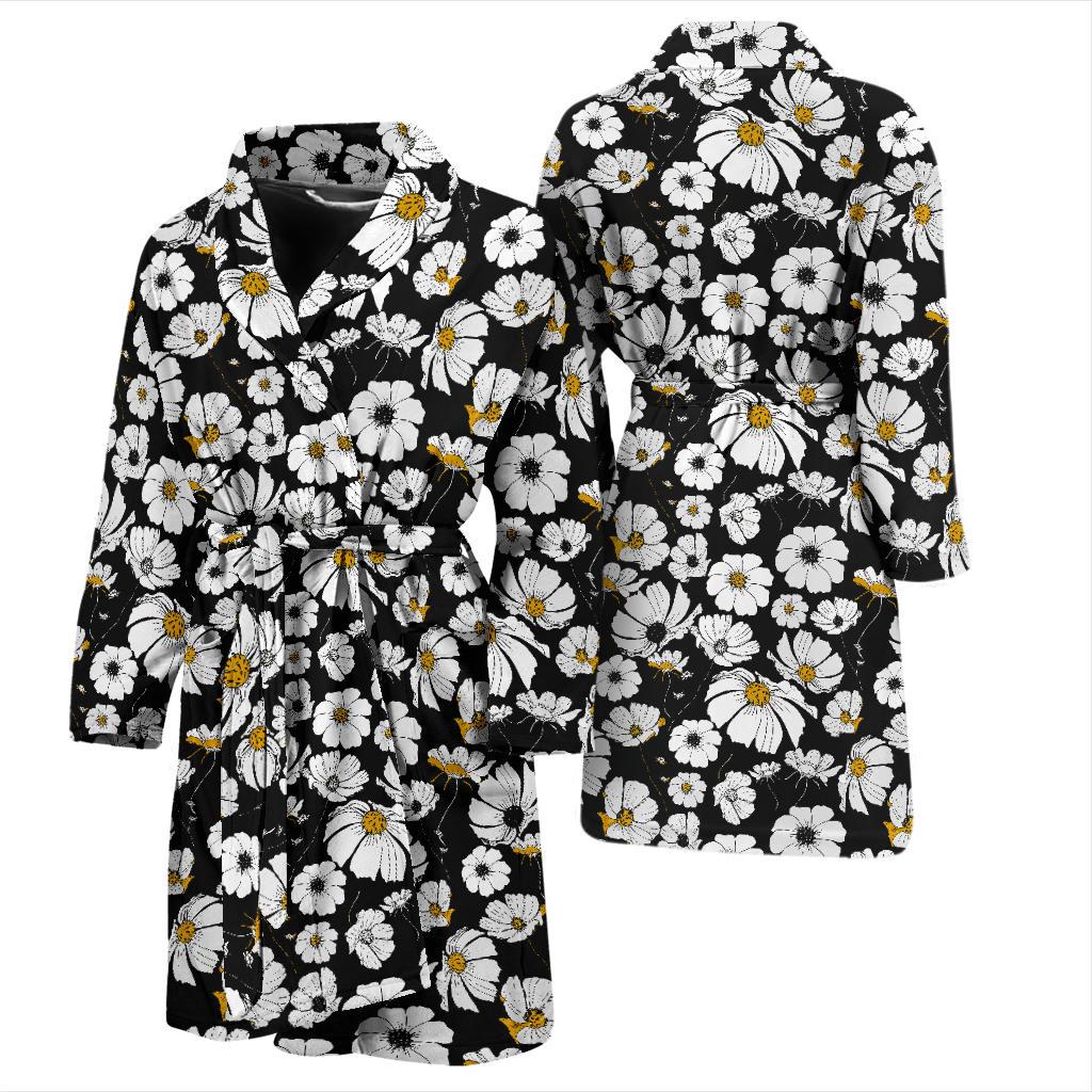 Daisy Pattern Print Design 02 Men Bathrobe-JORJUNE.COM