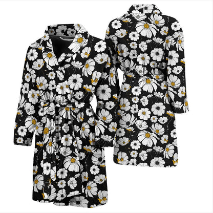 Daisy Pattern Print Design 02 Men Bathrobe-JORJUNE.COM