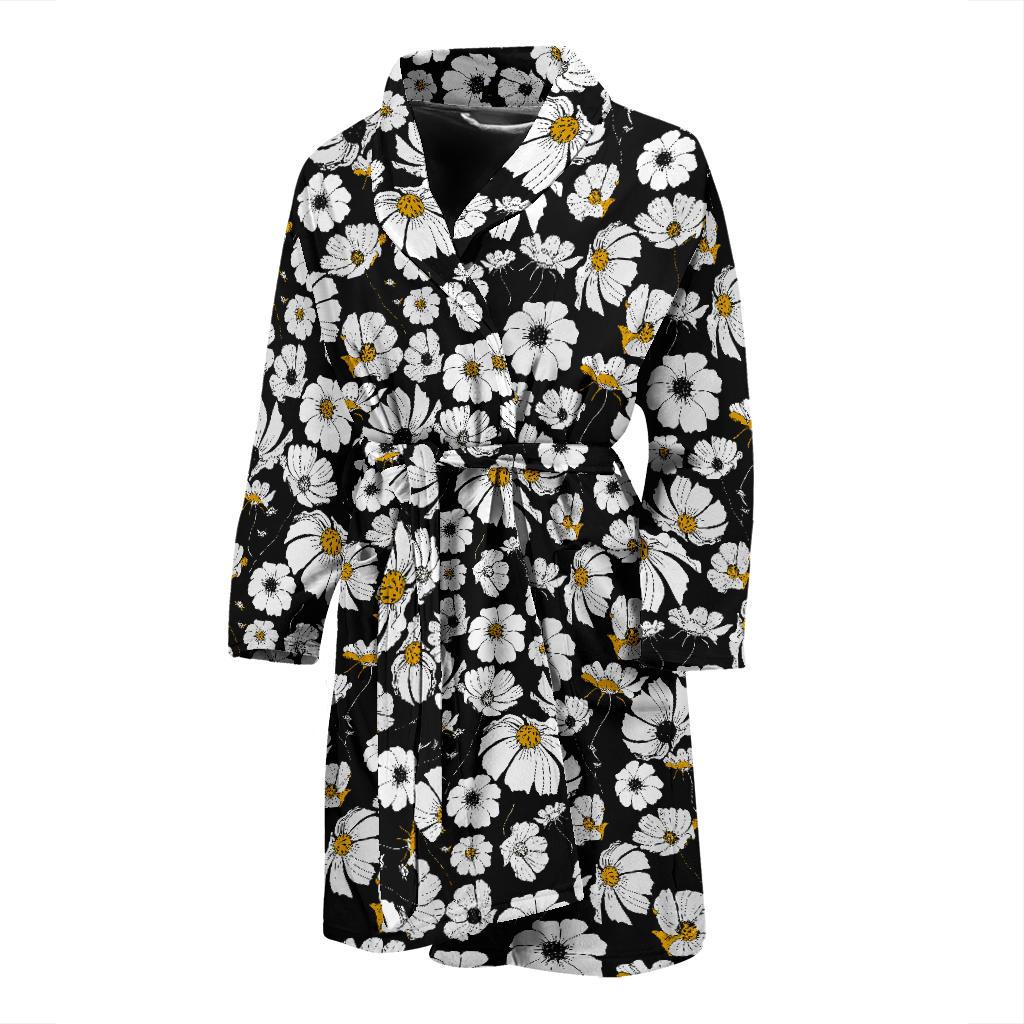 Daisy Pattern Print Design 02 Men Bathrobe-JORJUNE.COM