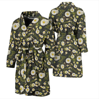 Daisy Pattern Print Design 03 Men Bathrobe-JORJUNE.COM