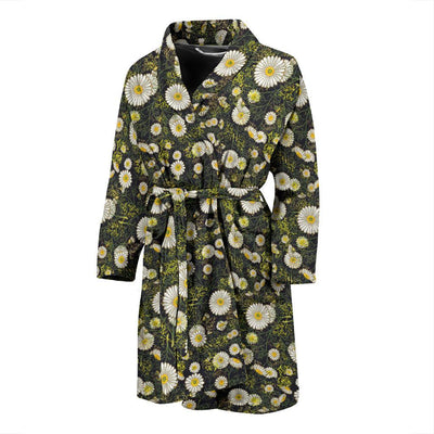 Daisy Pattern Print Design 03 Men Bathrobe-JORJUNE.COM