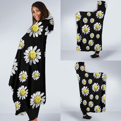 Daisy Pattern Print Design DS01 Hooded Blanket-JORJUNE.COM