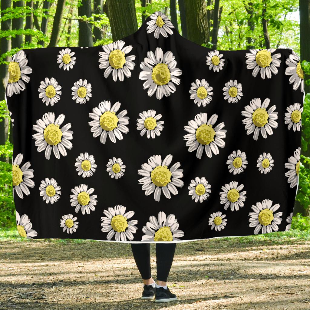 Daisy Pattern Print Design DS01 Hooded Blanket-JORJUNE.COM