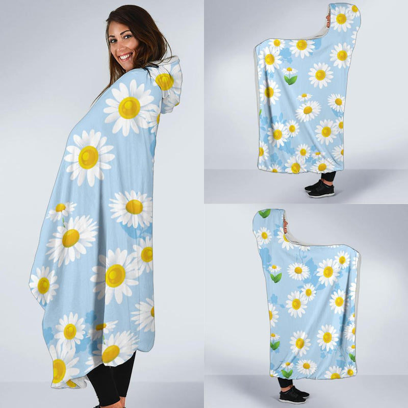 Daisy Pattern Print Design DS010 Hooded Blanket-JORJUNE.COM