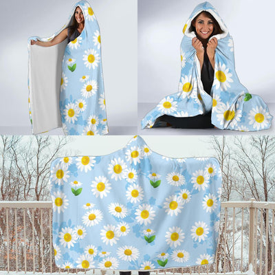 Daisy Pattern Print Design DS010 Hooded Blanket-JORJUNE.COM