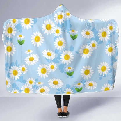 Daisy Pattern Print Design DS010 Hooded Blanket-JORJUNE.COM