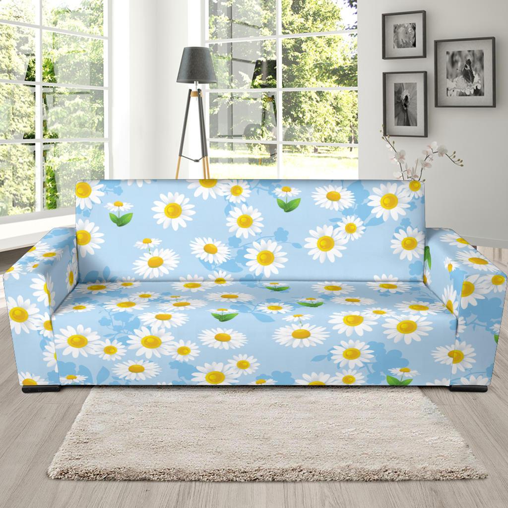 Daisy Pattern Print Design DS010 Sofa Slipcover-JORJUNE.COM