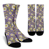 Daisy Pattern Print Design DS011 Crew Socks-JORJUNE.COM