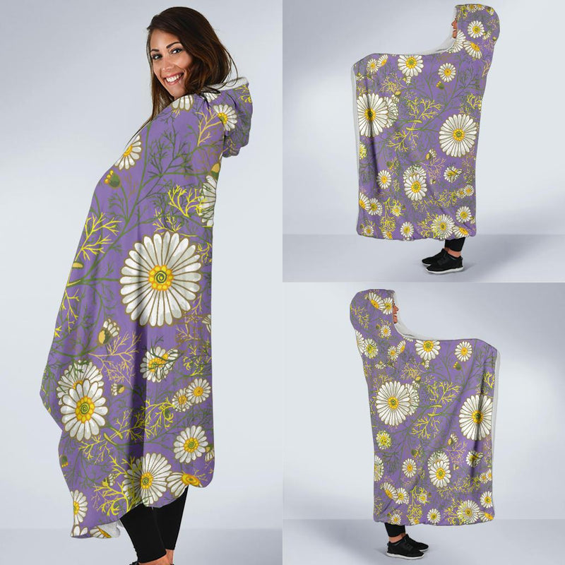 Daisy Pattern Print Design DS011 Hooded Blanket-JORJUNE.COM