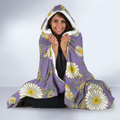 Daisy Pattern Print Design DS011 Hooded Blanket-JORJUNE.COM