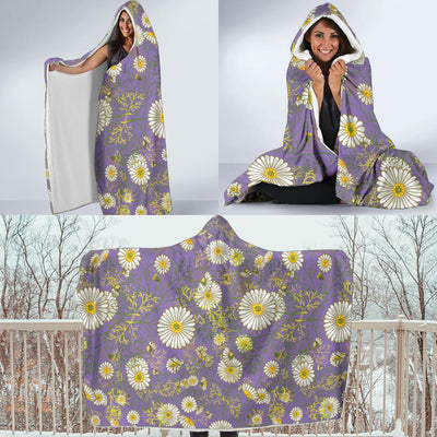 Daisy Pattern Print Design DS011 Hooded Blanket-JORJUNE.COM