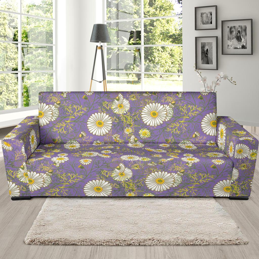 Daisy Pattern Print Design DS011 Sofa Slipcover-JORJUNE.COM