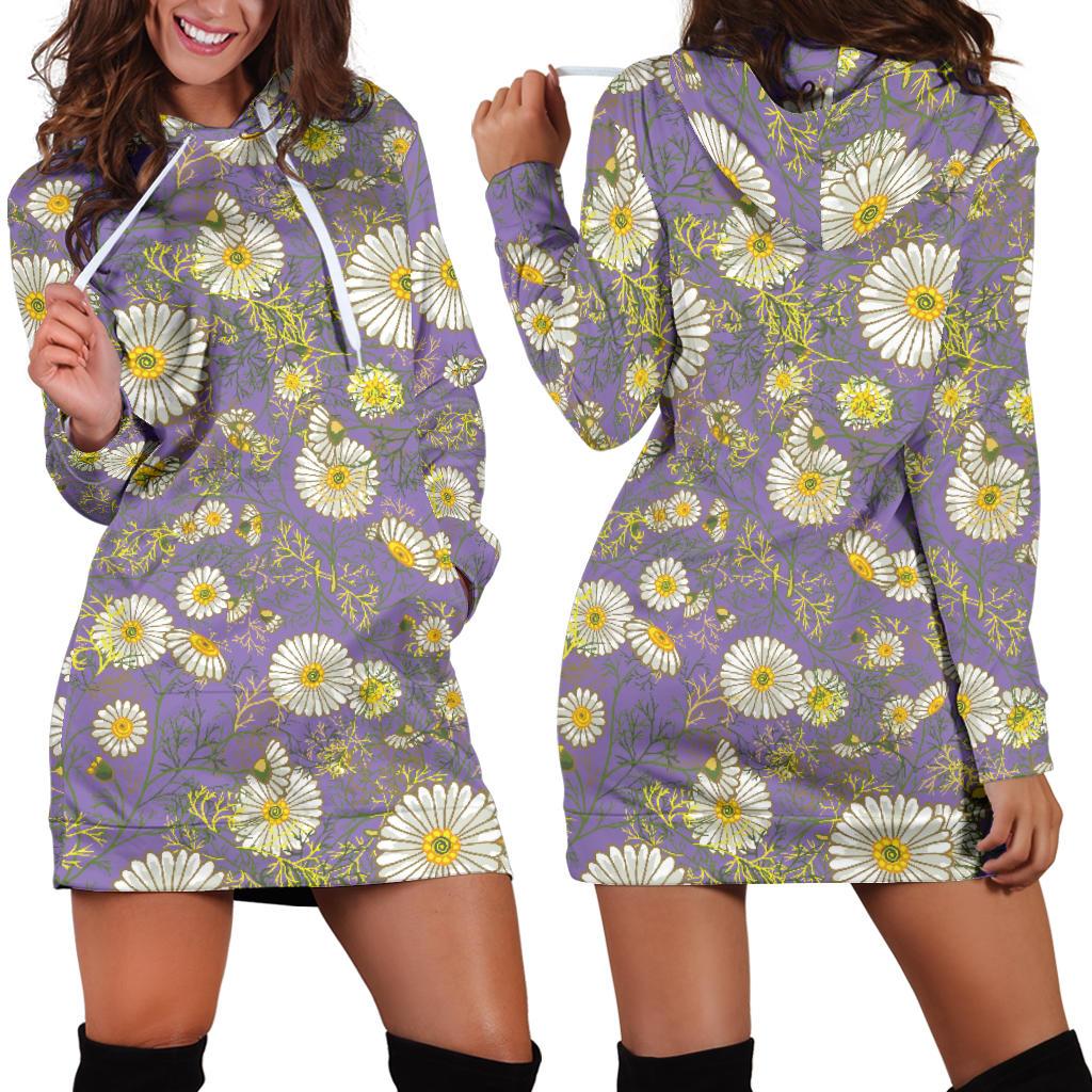 Daisy Pattern Print Design DS011 Women Hoodie Dress