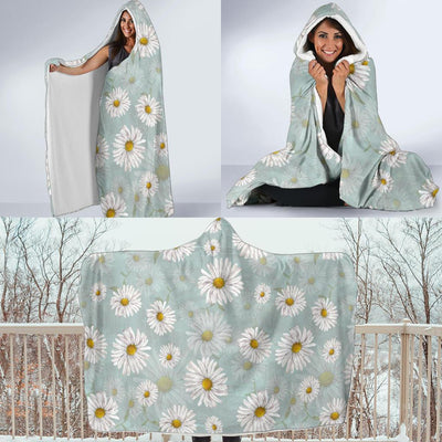 Daisy Pattern Print Design DS012 Hooded Blanket-JORJUNE.COM