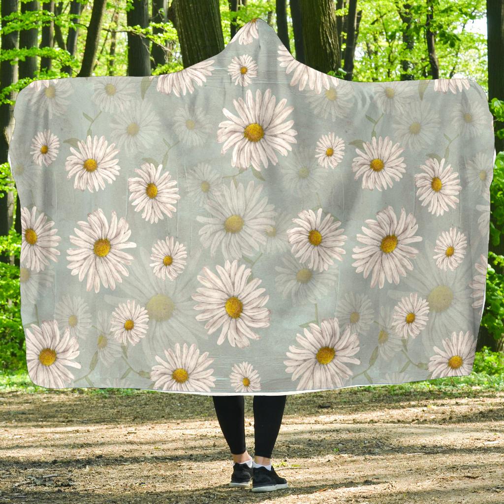 Daisy Pattern Print Design DS012 Hooded Blanket-JORJUNE.COM