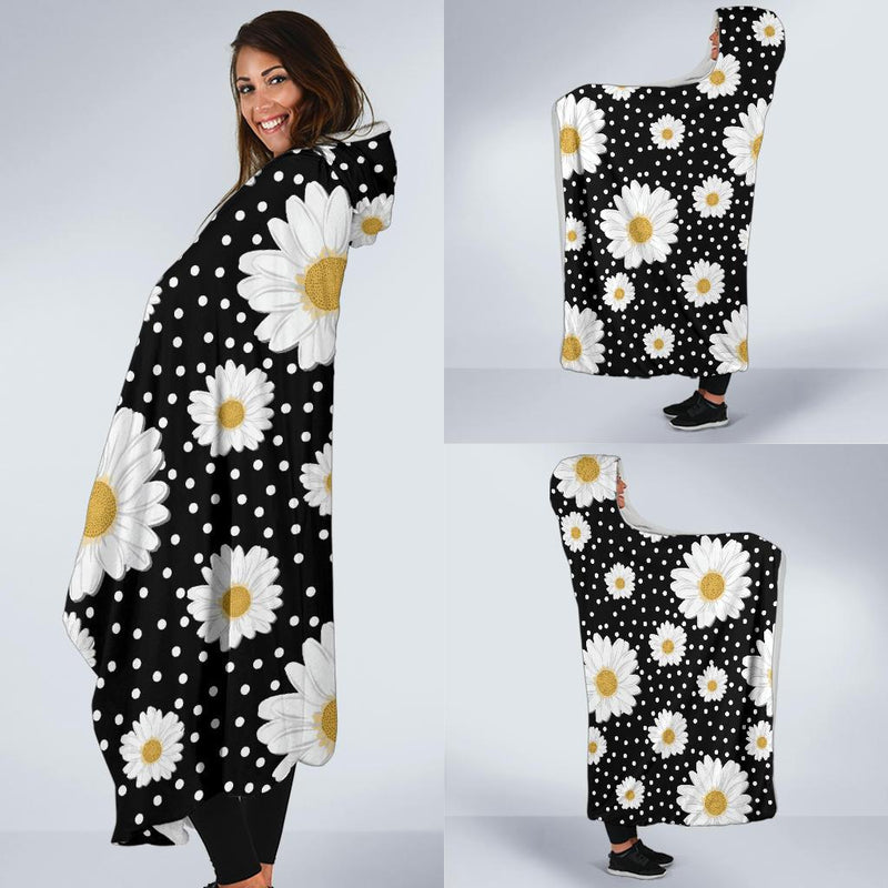 Daisy Pattern Print Design DS02 Hooded Blanket-JORJUNE.COM