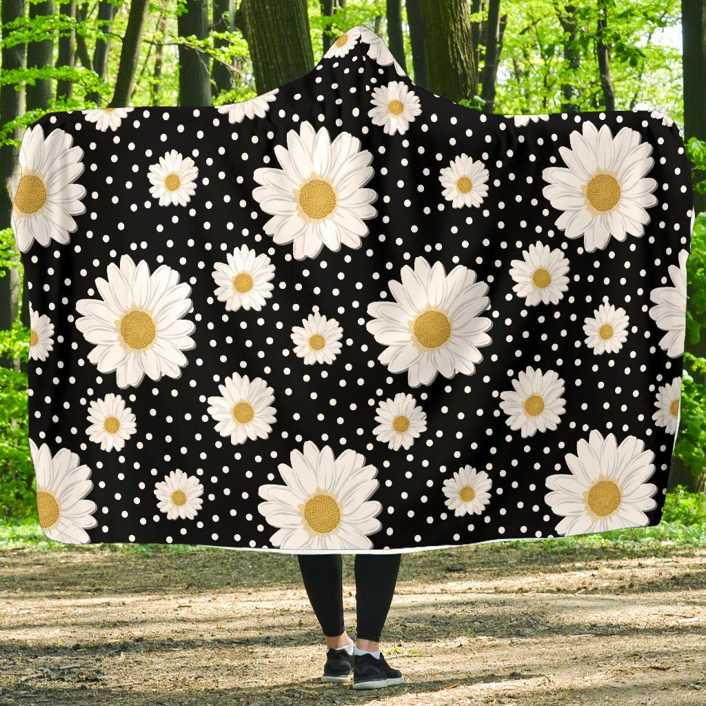 Daisy Pattern Print Design DS02 Hooded Blanket-JORJUNE.COM