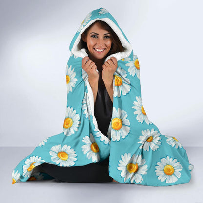Daisy Pattern Print Design DS03 Hooded Blanket-JORJUNE.COM