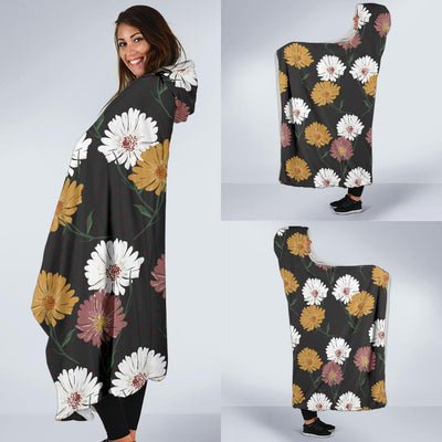 Daisy Pattern Print Design DS04 Hooded Blanket-JORJUNE.COM