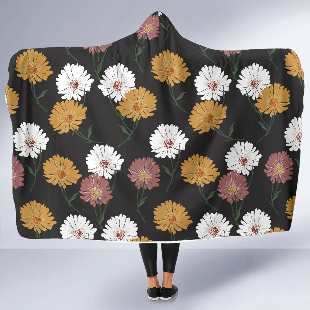 Daisy Pattern Print Design DS04 Hooded Blanket-JORJUNE.COM