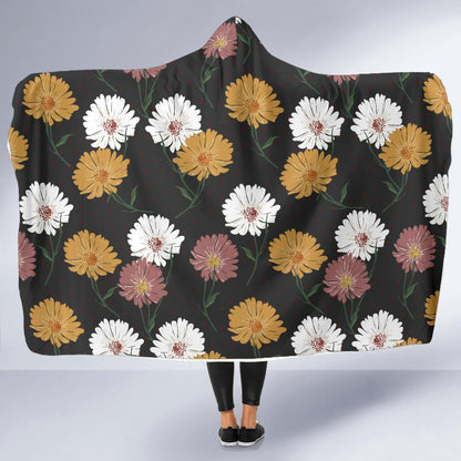 Daisy Pattern Print Design DS04 Hooded Blanket-JORJUNE.COM
