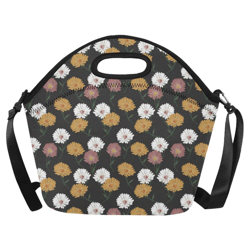 Daisy Pattern Print Design DS04 Neoprene Lunch Bag-JorJune