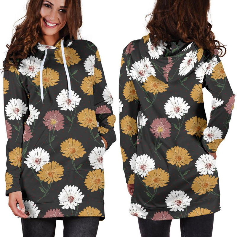 Daisy Pattern Print Design DS04 Women Hoodie Dress