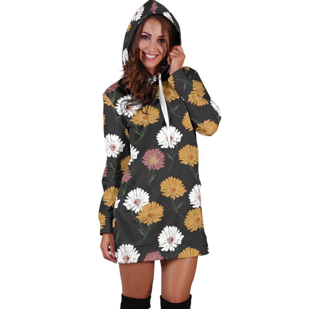 Daisy Pattern Print Design DS04 Women Hoodie Dress