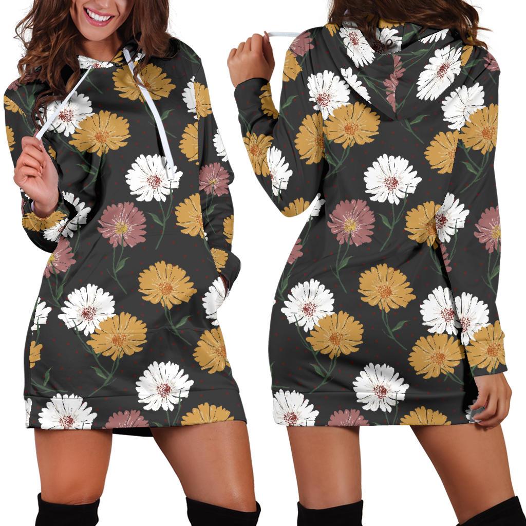 Daisy Pattern Print Design DS04 Women Hoodie Dress