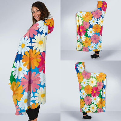 Daisy Pattern Print Design DS05 Hooded Blanket-JORJUNE.COM