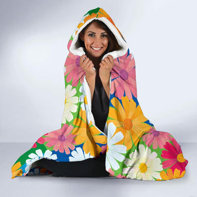 Daisy Pattern Print Design DS05 Hooded Blanket-JORJUNE.COM