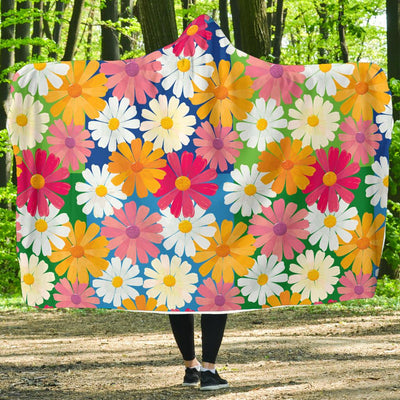 Daisy Pattern Print Design DS05 Hooded Blanket-JORJUNE.COM