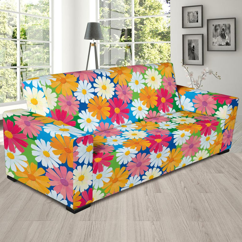 Daisy Pattern Print Design DS05 Sofa Slipcover-JORJUNE.COM