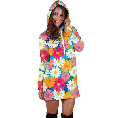 Daisy Pattern Print Design DS05 Women Hoodie Dress