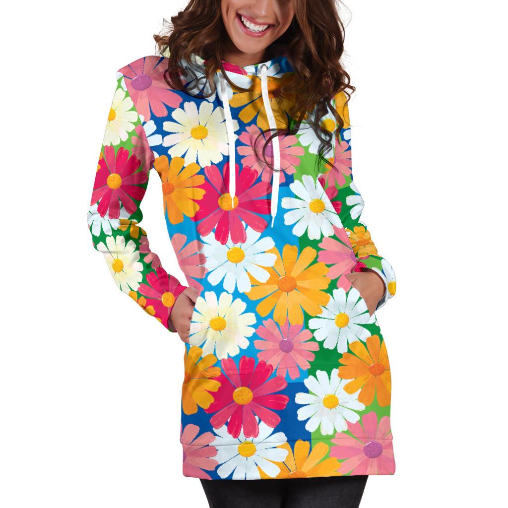 Daisy Pattern Print Design DS05 Women Hoodie Dress