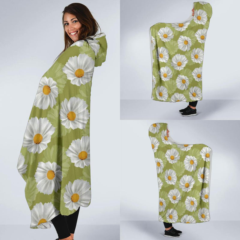 Daisy Pattern Print Design DS06 Hooded Blanket-JORJUNE.COM